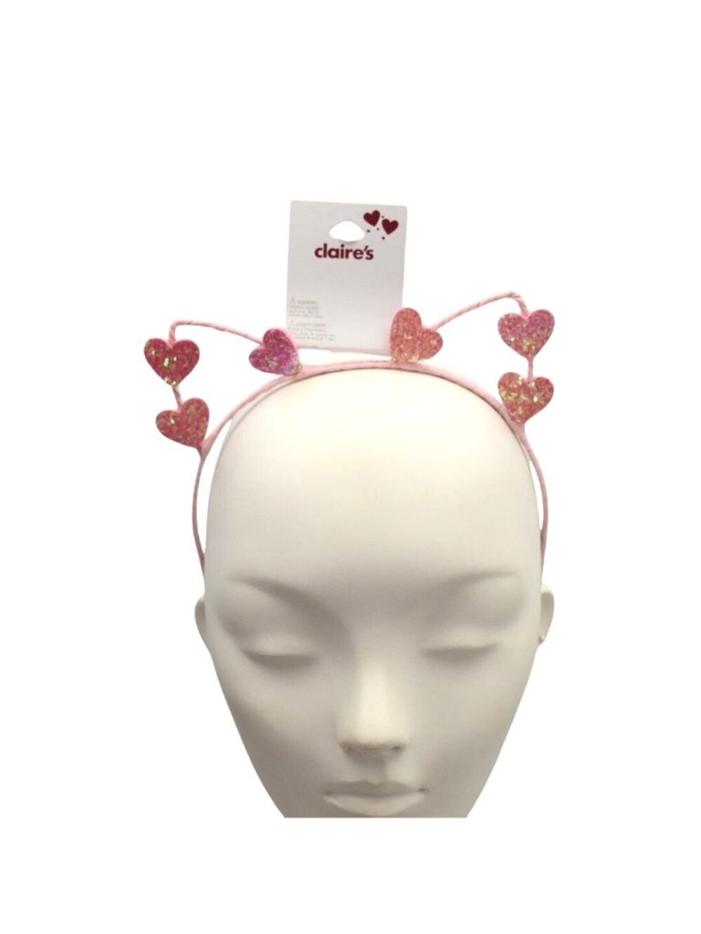 Claires Pink Glitter Heart Cat Ear Headband For Girls Hair Accessory Valentine